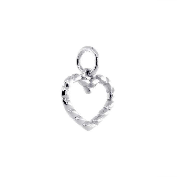 Small Open Heart Rope Charm in 14K White Gold