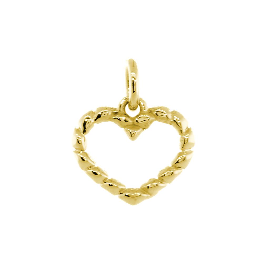 Small Open Heart Rope Charm in 14K Yellow Gold