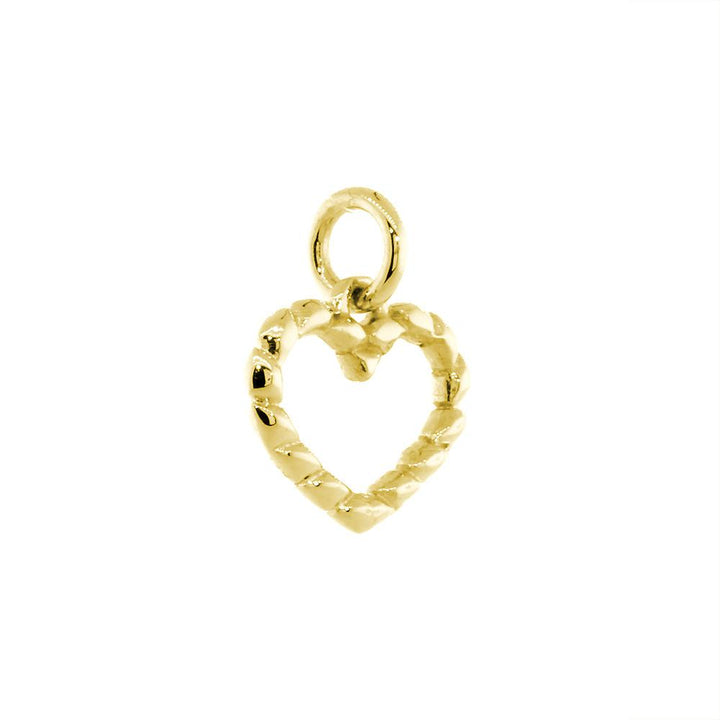 Small Open Heart Rope Charm in 14K Yellow Gold