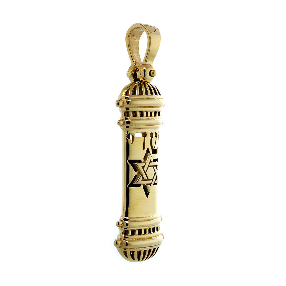 Large Mezuzah Charm, 39mm in 14K Yellow Gold