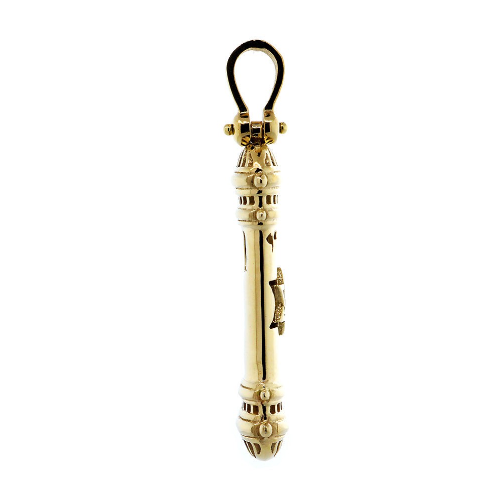 Large Mezuzah Charm, 39mm in 18K Yellow Gold