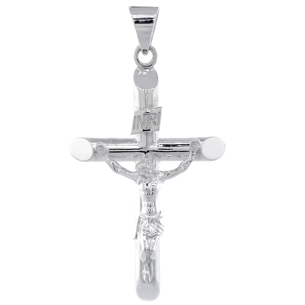 52mm INRI Jesus Crucifix Cross Charm in 14k White Gold
