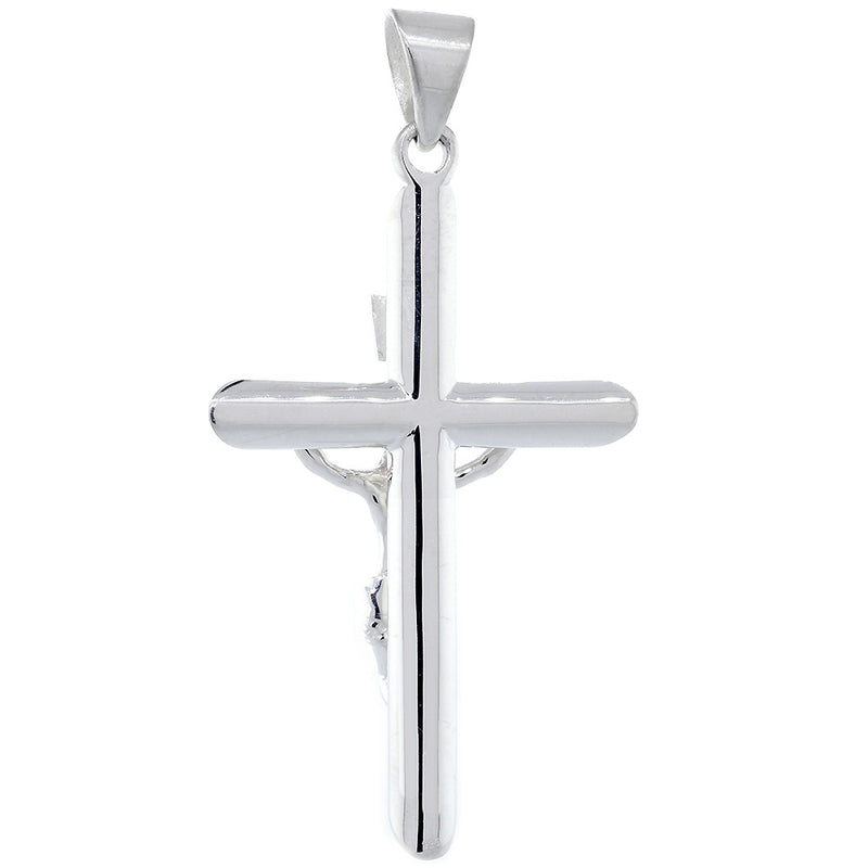 52mm INRI Jesus Crucifix Cross Charm in Sterling Silver