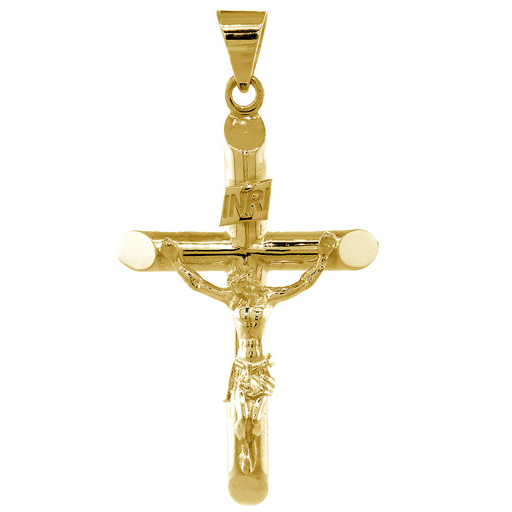 52mm INRI Jesus Crucifix Cross Charm in 14k Yellow Gold