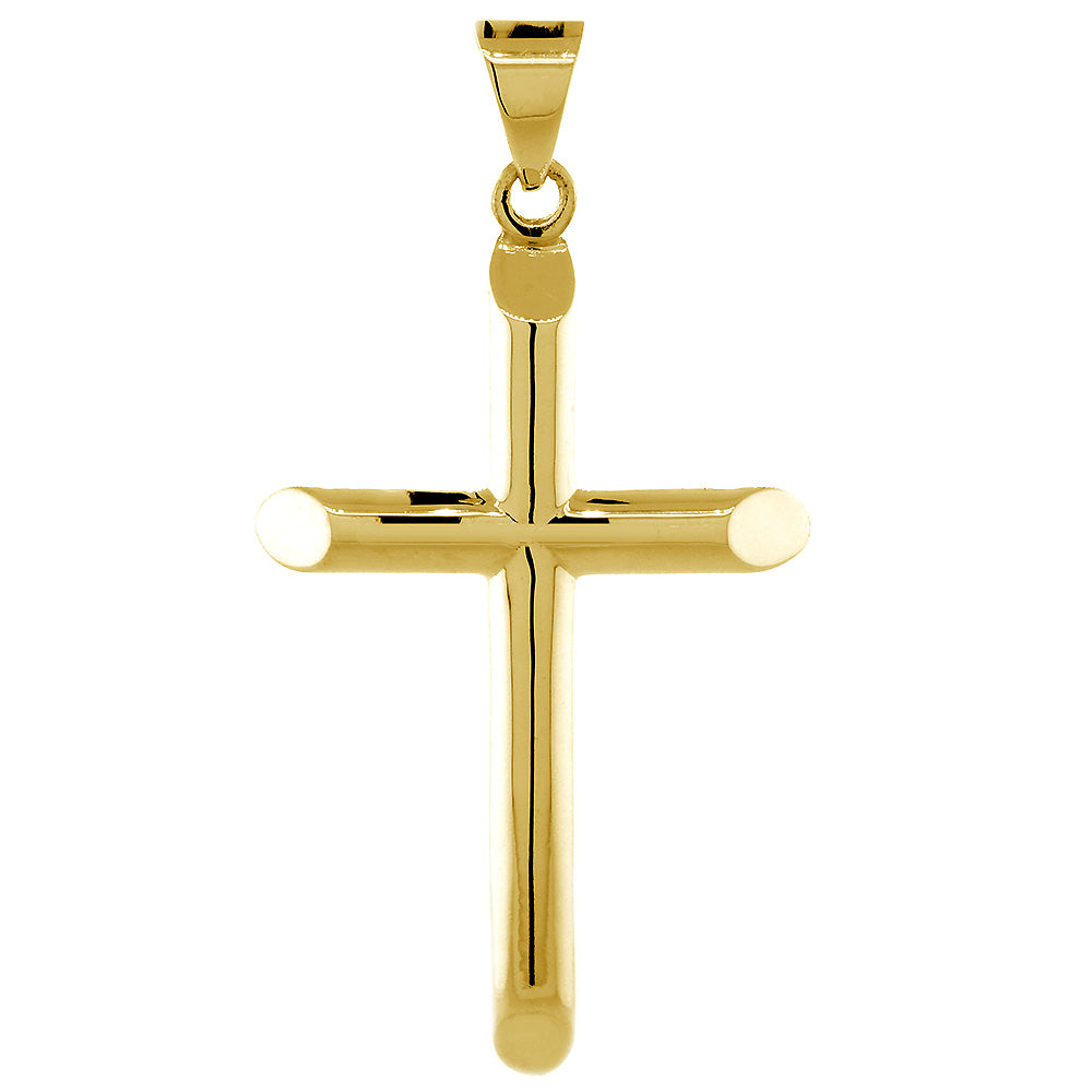 52mm Solid Barrel Cross Charm in 18k Yellow Gold