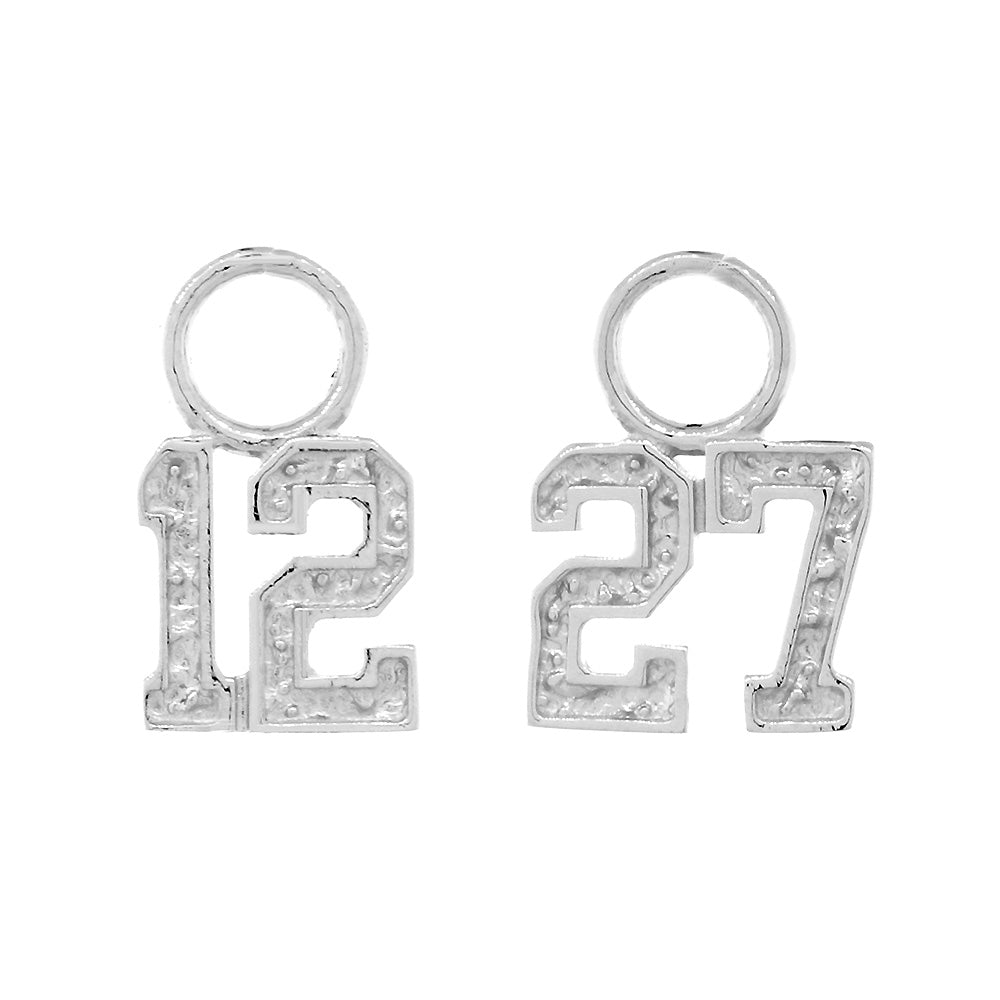 7mm Pair of Any Jersey Number Earring Charms  in Sterling Silver
