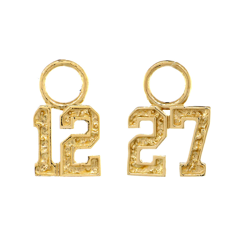 7mm Pair of Any Jersey Number Earring Charms  in 14k Yellow Gold