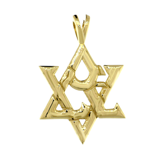 19 mm Love  Jewish Star of David Charm in 14k Yellow Gold