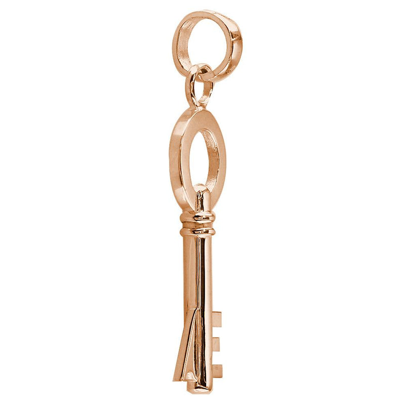 Extra Large Modern Style Key Charm in 18k Pink, Rose Gold