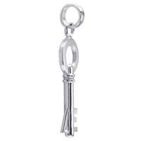 Extra Large Modern Style Key Charm in Sterling Silver