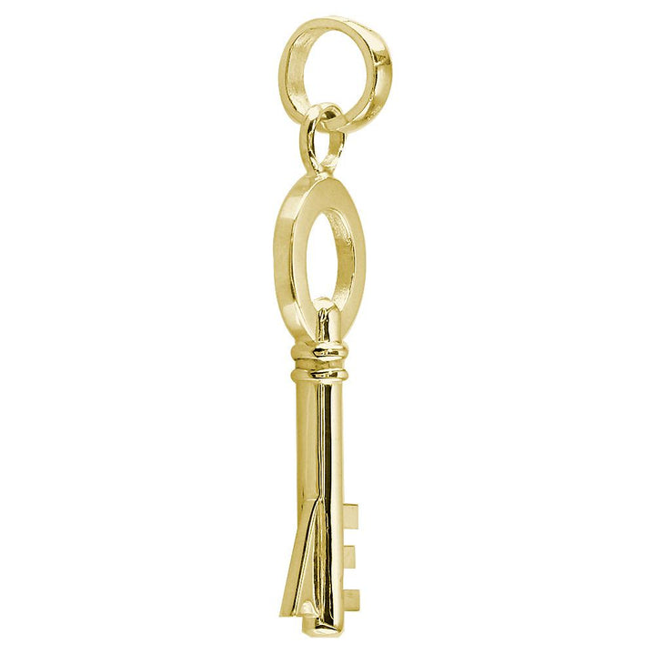 Extra Large Modern Style Key Charm in 18k Yellow Gold