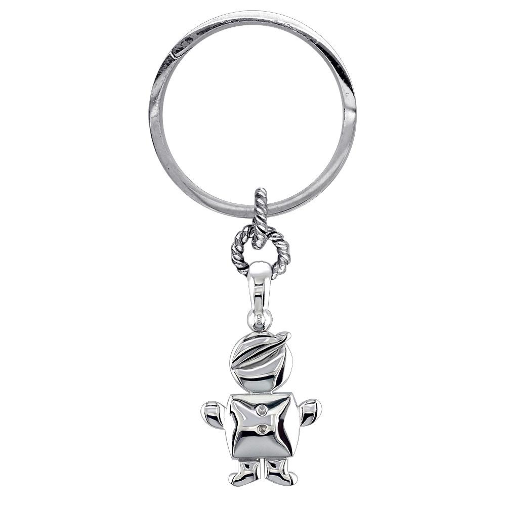 Belly Kids Sziro Boy Keychain for Mom, Dad in Sterling Silver