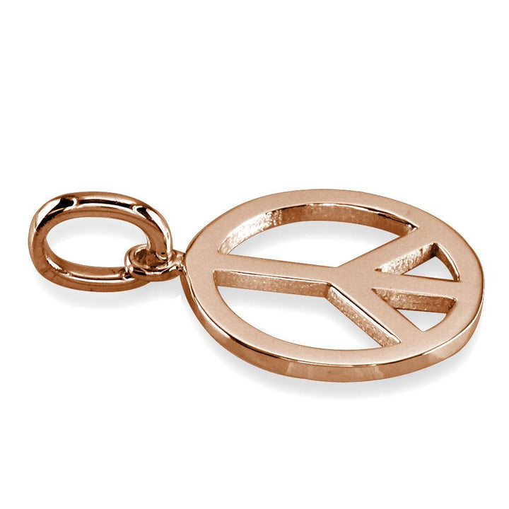 Large Peace Sign Charm, 1 Inch in 18K Pink, Rose Gold