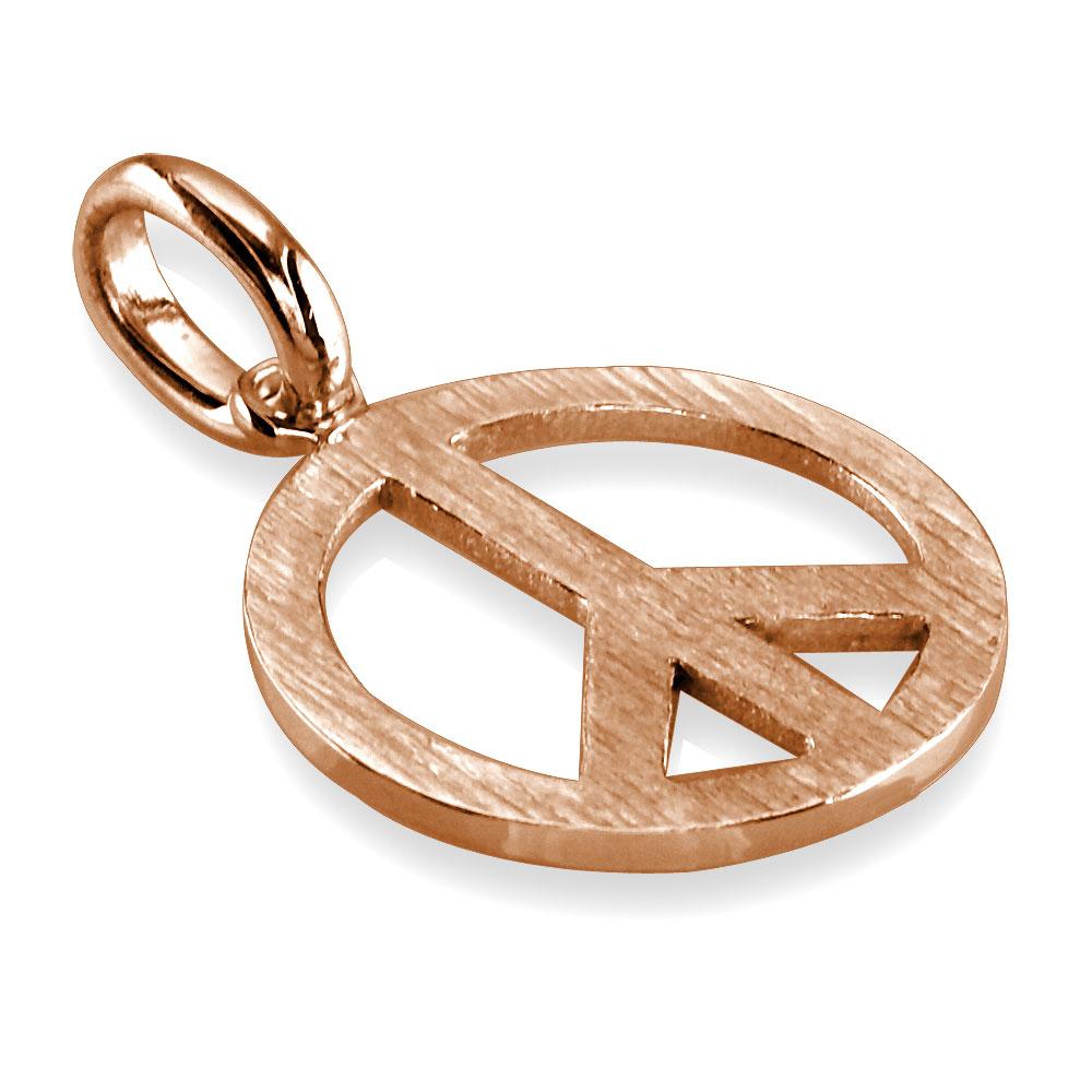 Large Peace Sign Charm, 1 Inch in 14K Pink, Rose Gold