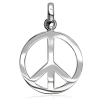 Large Peace Sign Charm, 1 Inch in Sterling Silver