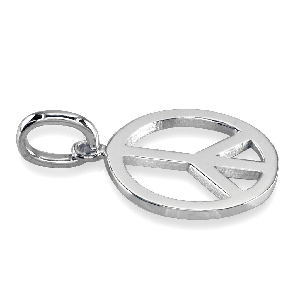 Large Peace Sign Charm, 1 Inch in Sterling Silver