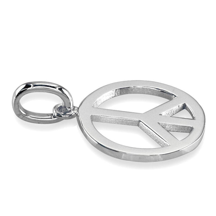 Large Peace Sign Charm, 1 Inch in Sterling Silver