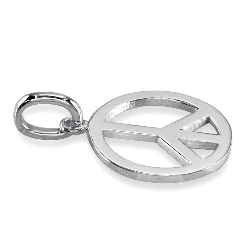 Large Peace Sign Charm, 1 Inch in Sterling Silver