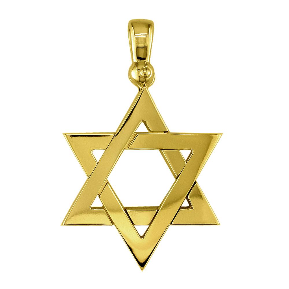 Mens Large Jewish Star of David Charm in 14K Yellow Gold