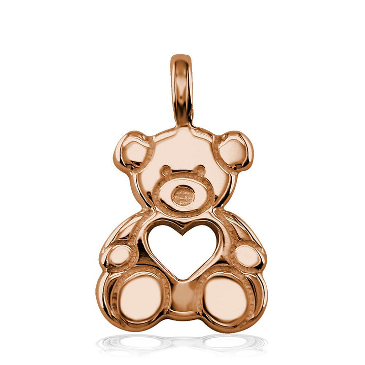 Large Thick Sziro Bear with Open Heart in 14K Pink, Rose Gold