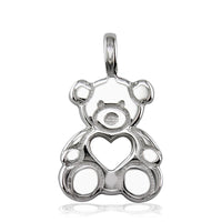Large Thick Sziro Bear with Open Heart in Sterling Silver