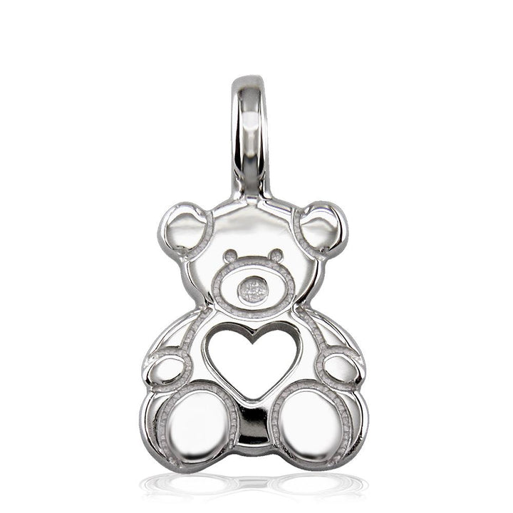 Medium Size Thick Sziro Bear with Open Heart in 14K White Gold