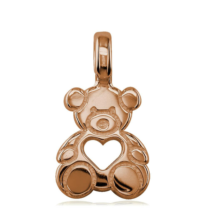 Small Size Thick Sziro Bear with Open Heart in 14K Pink, Rose Gold