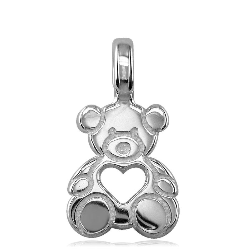Small Size Thick Sziro Bear with Open Heart in Sterling Silver