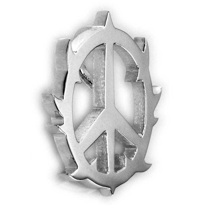 Medium Guarded Peace Sign Charm, 1 Inch in 14K White Gold