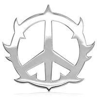 Large Guarded Peace Sign Charm, 1.25 Inch in Sterling Silver