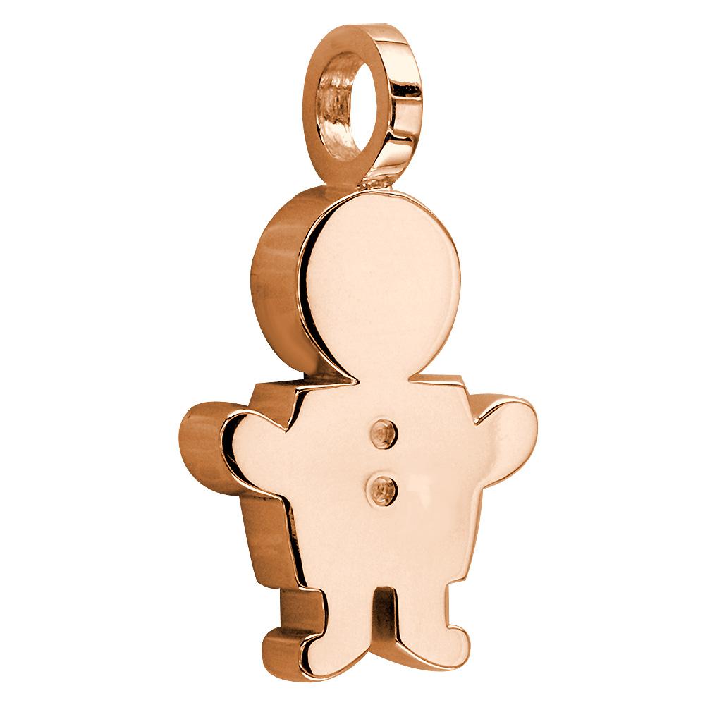 Extra Large Sziro Boy Charm for Mom, Grandma in 14k Pink Gold