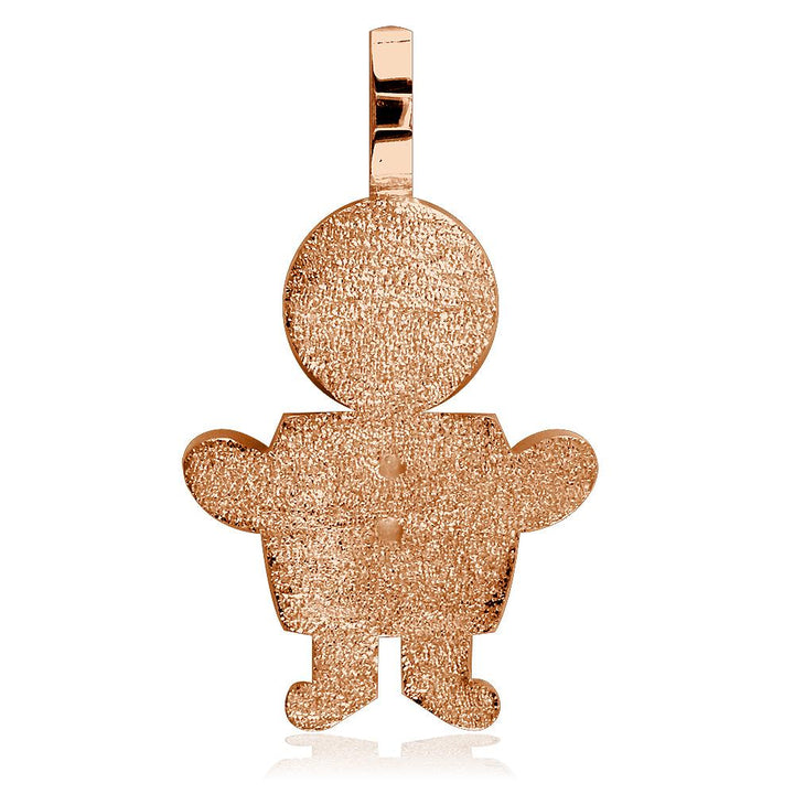 Extra Large Sziro Boy Charm with Texture for Mom, Grandma in 18k Pink Gold