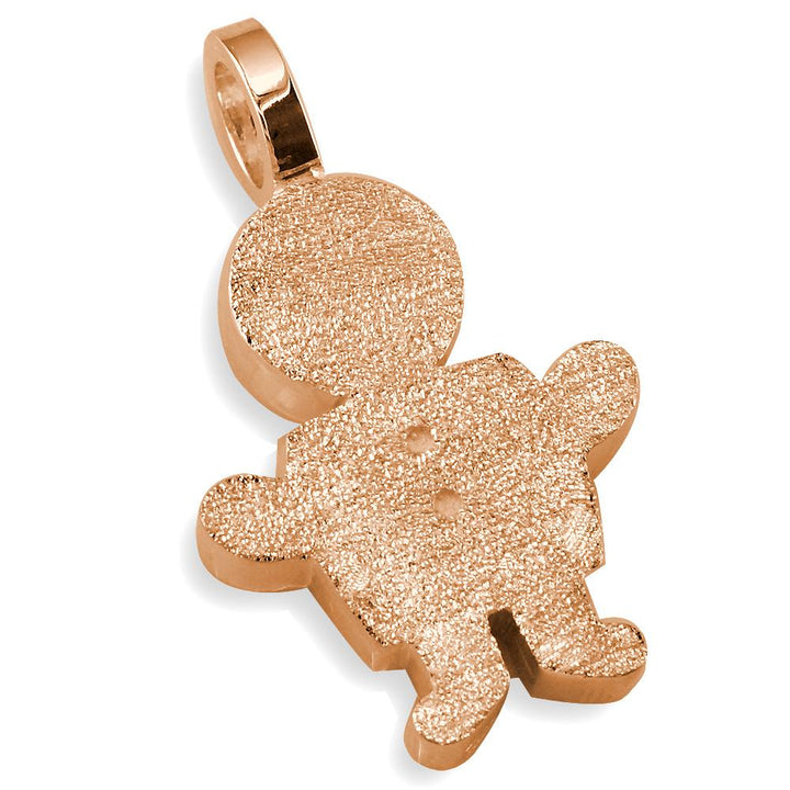 Extra Large Sziro Boy Charm with Texture for Mom, Grandma in 18k Pink Gold