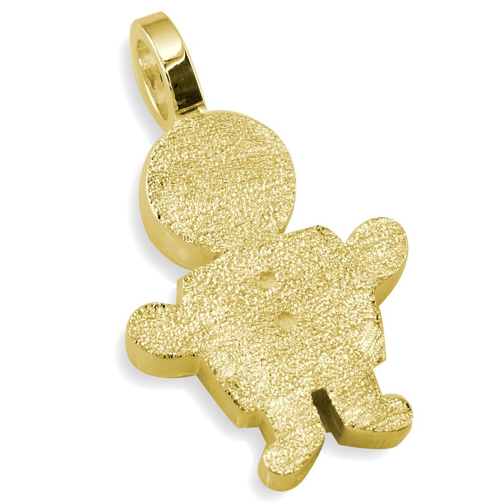 Extra Large Sziro Boy Charm with Texture for Mom, Grandma in 18k Yellow Gold