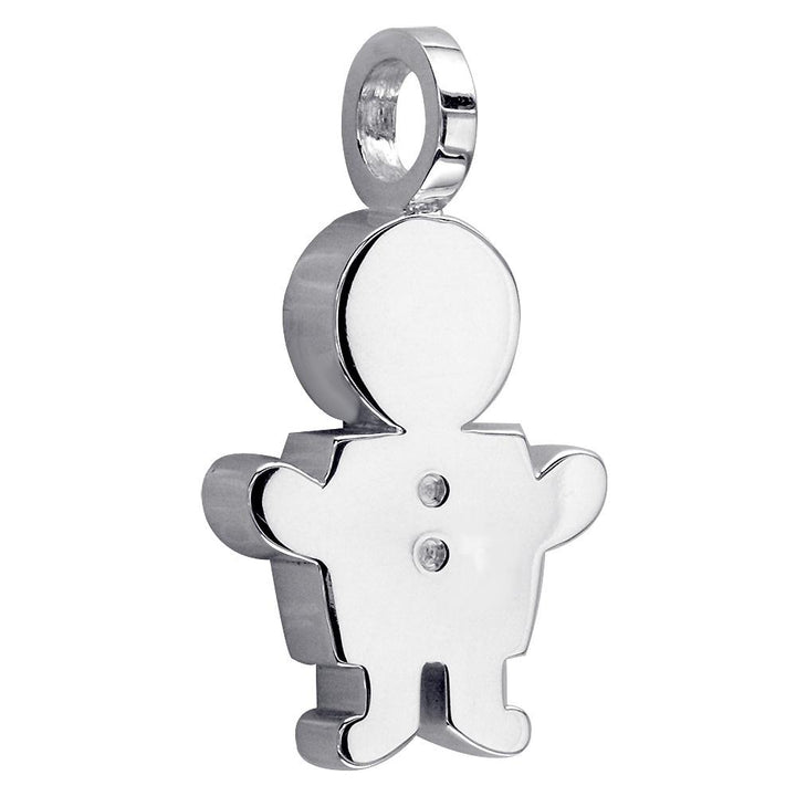 Extra Large Classic Kids Sterling Silver Sziro Boy Charm for Mom, Grandma in Sterling Silver