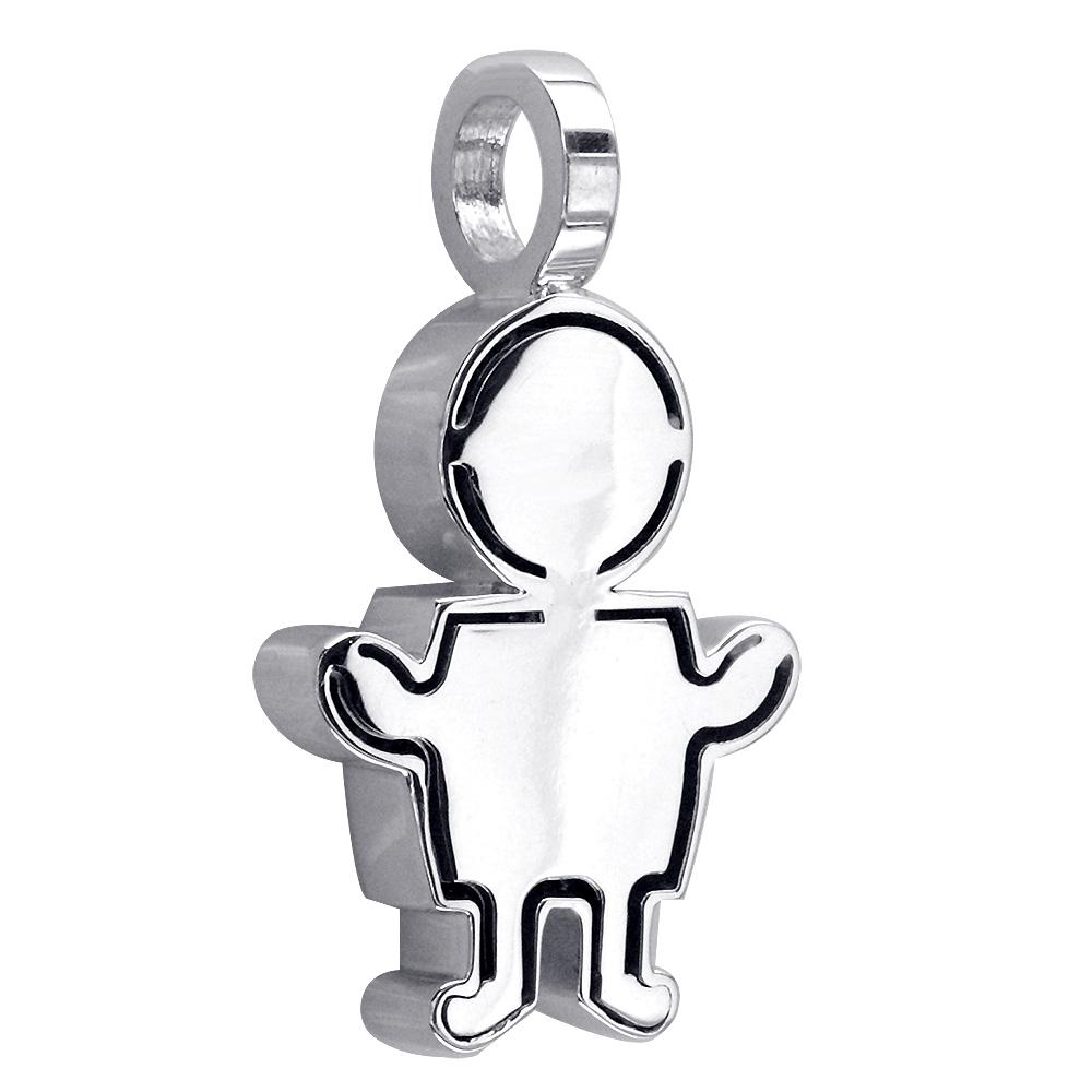 Extra Large Classic Kids Sterling Silver Sziro Boy Charm for Mom, Grandma in Sterling Silver