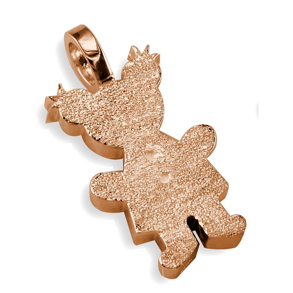 Extra Large Sziro Girl Charm with Texture for Mom, Grandma in 14k Pink Gold