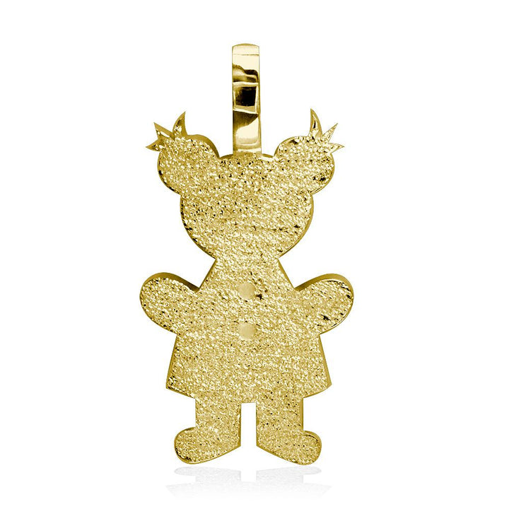 Extra Large Sziro Girl Charm with Texture for Mom, Grandma in 18k Yellow Gold