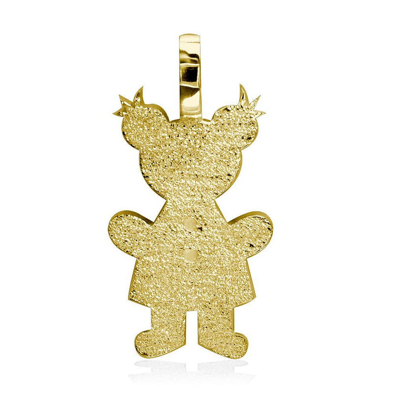 Extra Large Sziro Girl Charm with Texture for Mom, Grandma in 14k Yellow Gold