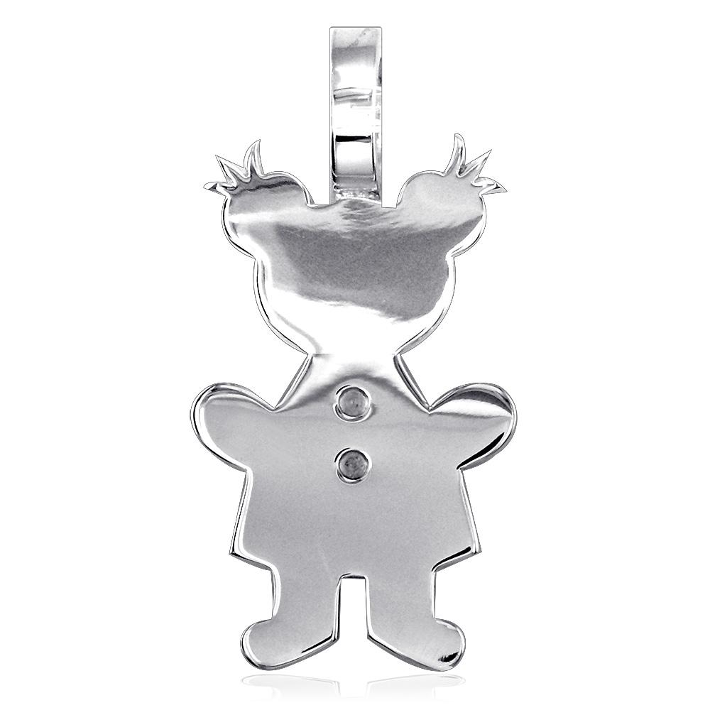 Extra Large Classic Kids Sterling Silver Sziro Girl Charm for Mom, Grandma in Sterling Silver