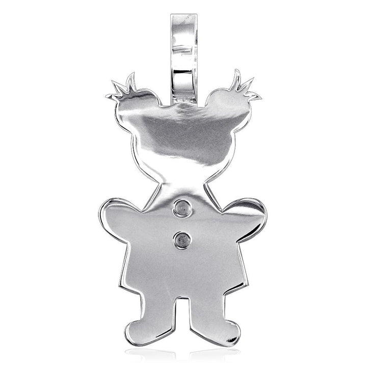 Extra Large Classic Kids Sterling Silver Sziro Girl Charm for Mom, Grandma in Sterling Silver