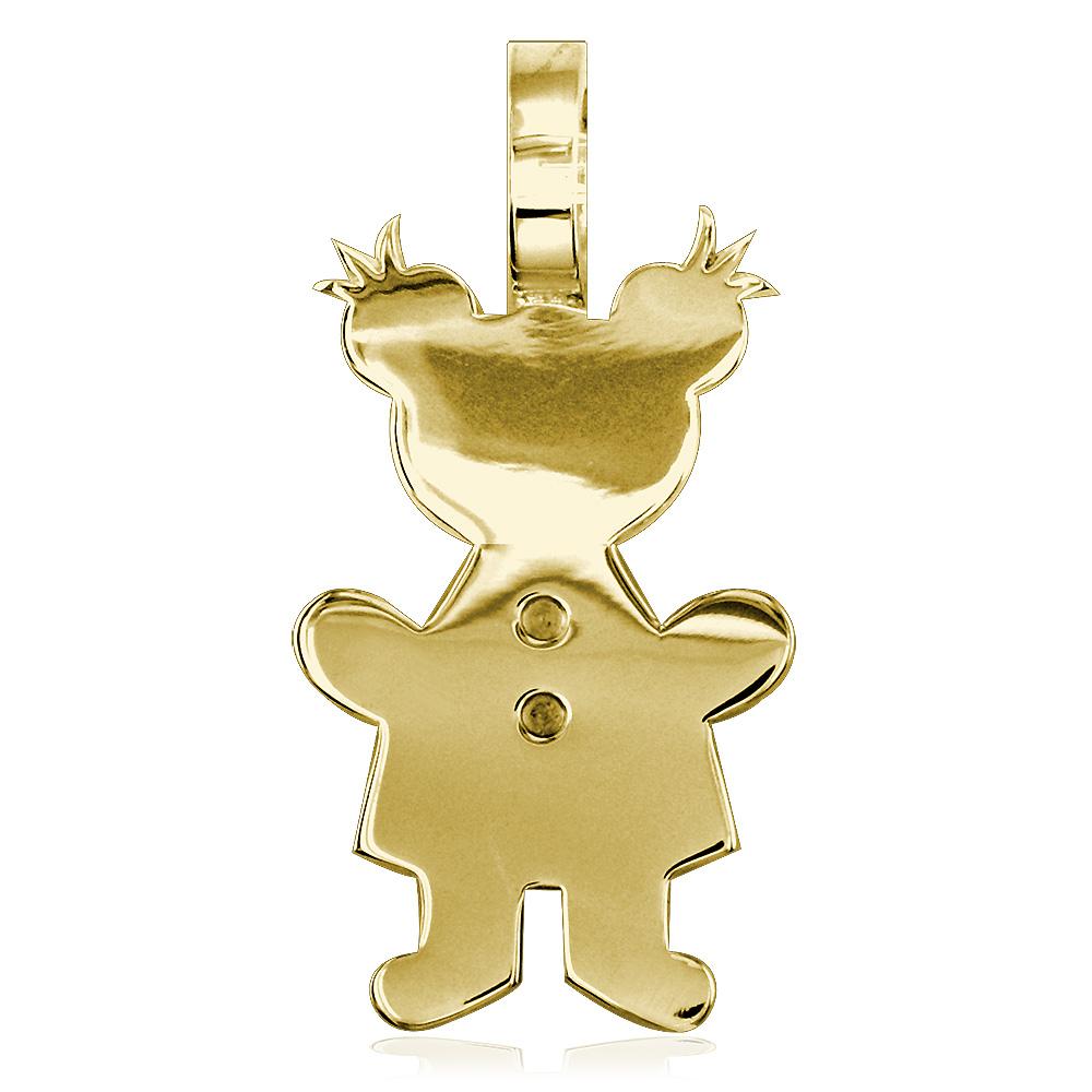 Extra Large Sziro Girl Charm for Mom, Grandma in 14k Yellow Gold