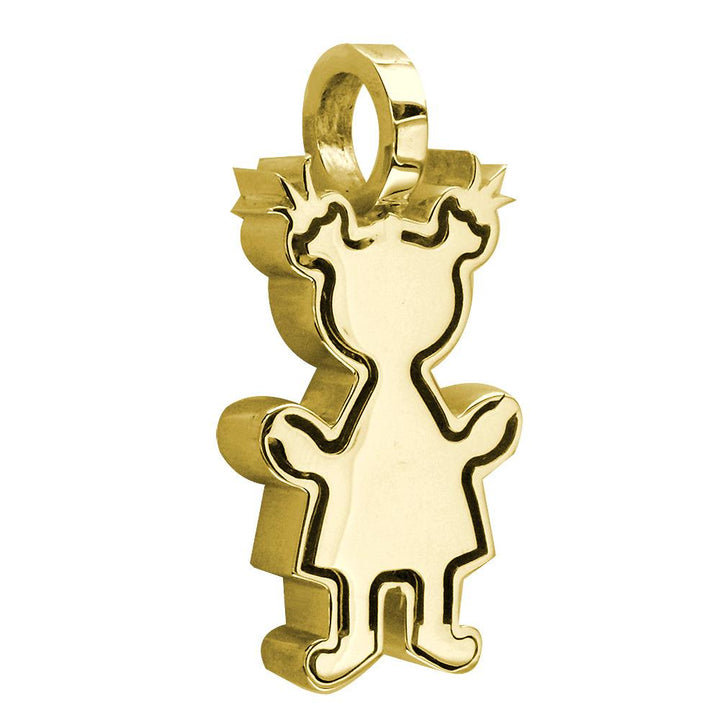 Extra Large Sziro Girl Charm for Mom, Grandma in 14k Yellow Gold