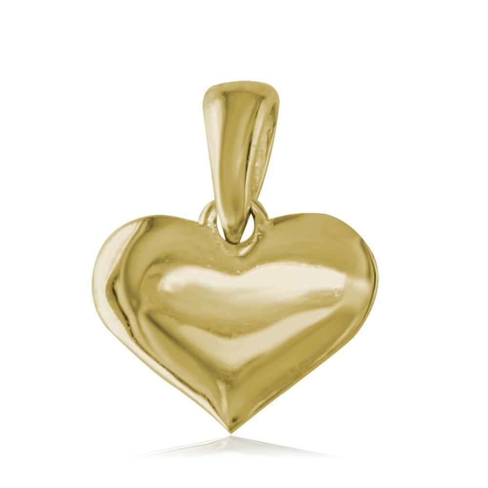 Small Plain Engraved Heart Charm in 18K Yellow gold
