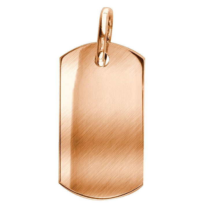 Matte Finish Extra Large Plain, Blank Dog Tag Pendant, Charm in 18K Pink, Rose gold