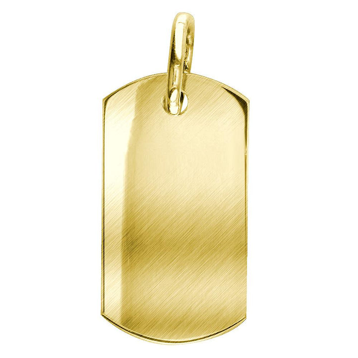 Matte Finish Extra Large Plain, Blank Dog Tag Pendant, Charm in 14K Yellow Gold