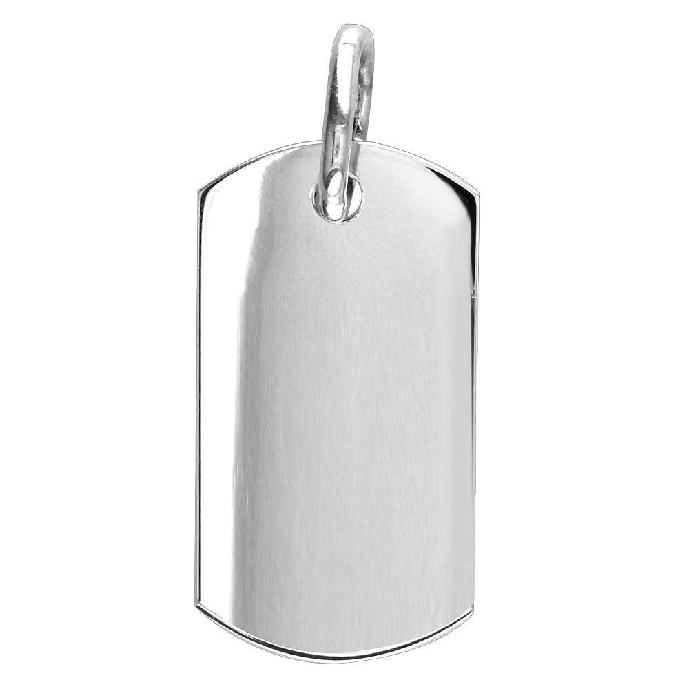 Extra Large Plain, Blank Dog Tag Pendant, Charm in 14K White Gold