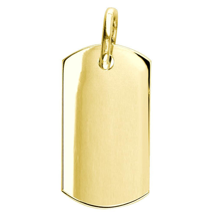 Extra Large Plain, Blank Dog Tag Pendant, Charm in 14K Yellow Gold