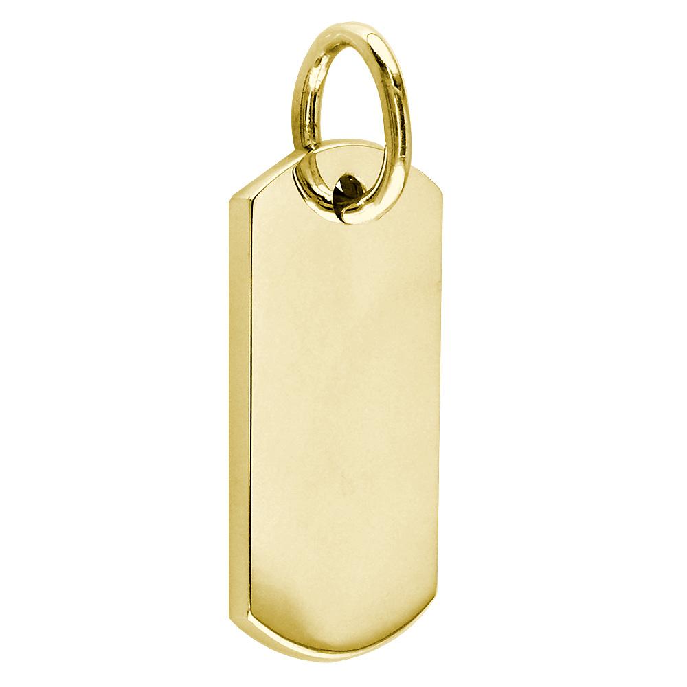 Extra Large Plain, Blank Dog Tag Pendant, Charm in 18K Yellow Gold