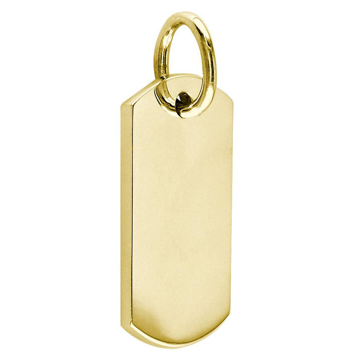 Extra Large Plain, Blank Dog Tag Pendant, Charm in 14K Yellow Gold
